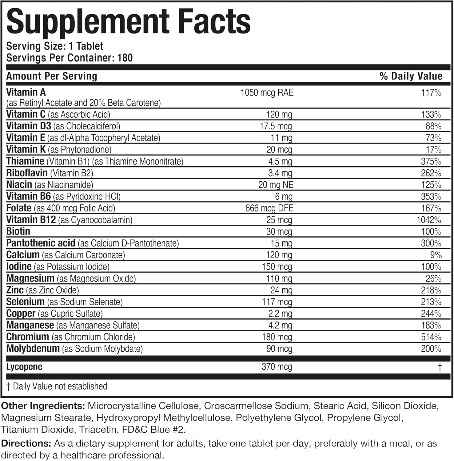Bronson ONE Daily Mens 50+ Complete Multivitamin Multimineral, 180 Tablets - görsel 8