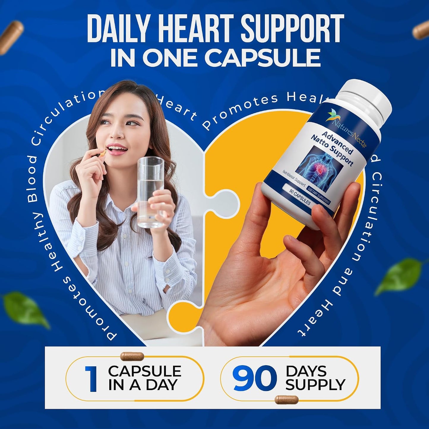 Nature's Nectar Organic Nattokinase 250mg – Double Strength 5000 FU – Cardiovascular & Blood Circulation Support – 90 Capsules - görsel 6