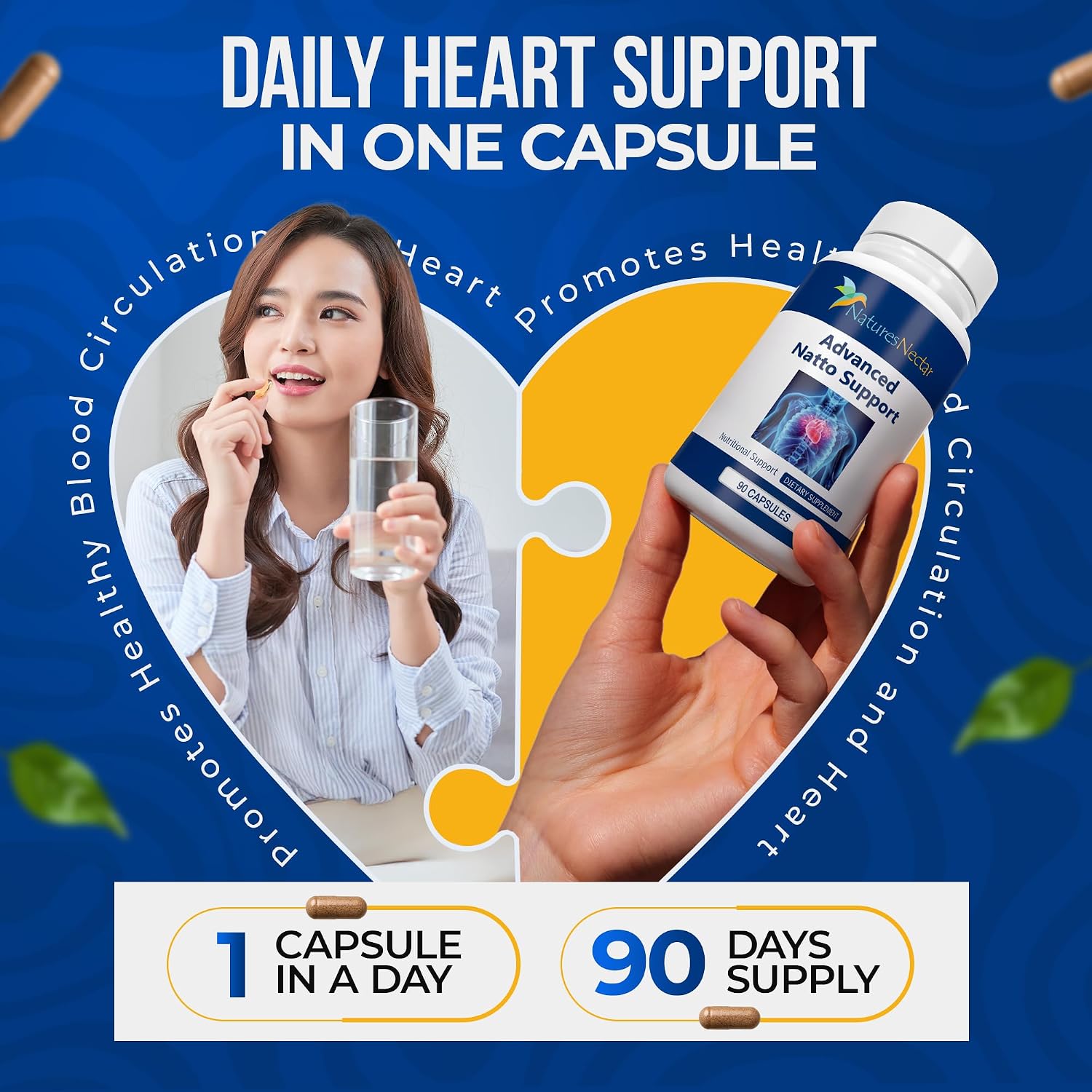 Nature's Nectar Organic Nattokinase 250mg – Double Strength 5000 FU – Cardiovascular & Blood Circulation Support – 90 Capsules - görsel 6