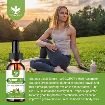 (2 Pack) Soursop Graviola Liquid Drops - 1800mg Soursop Extract - High Absorption Liquid for Immune Support, Antioxidant, Relaxation - Sugar Free - 30 ml