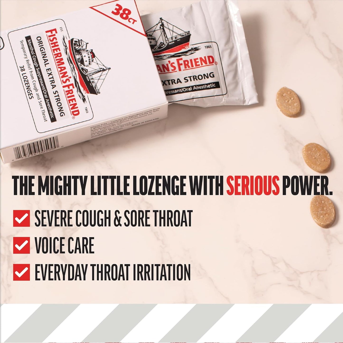 Fisherman's Friend Original Extra Strong Cough Lozenges - 10mg Menthol - 38 Lozenges per Pack (6-Pack) - görsel 4