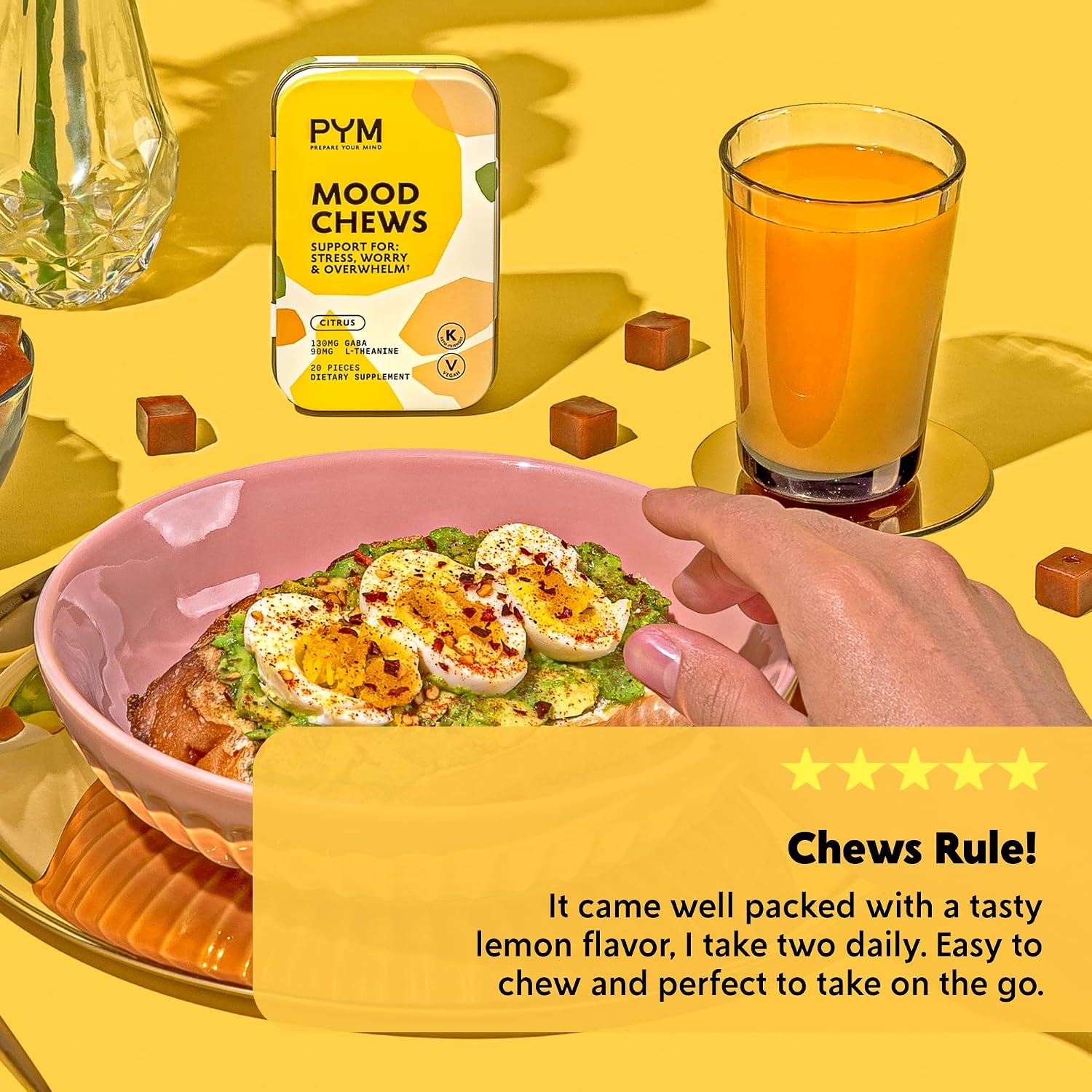 PYM Citrus Mood Chews - Stress Support with GABA & L-Theanine, 120 Count - görsel 6