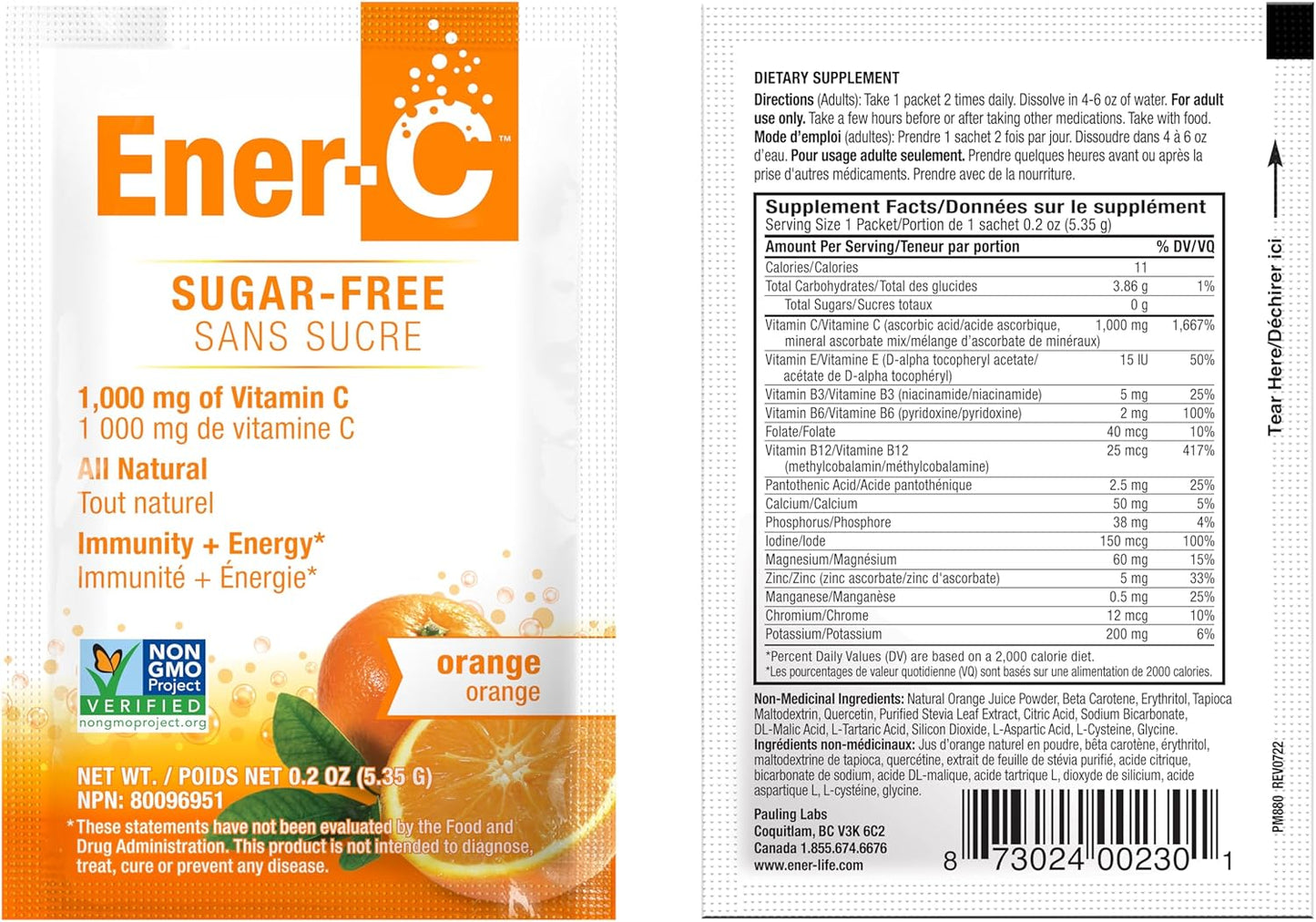 Ener-C Sugar Free Multivitamin Drink Mix, Orange - 30 Sachets - görsel 9