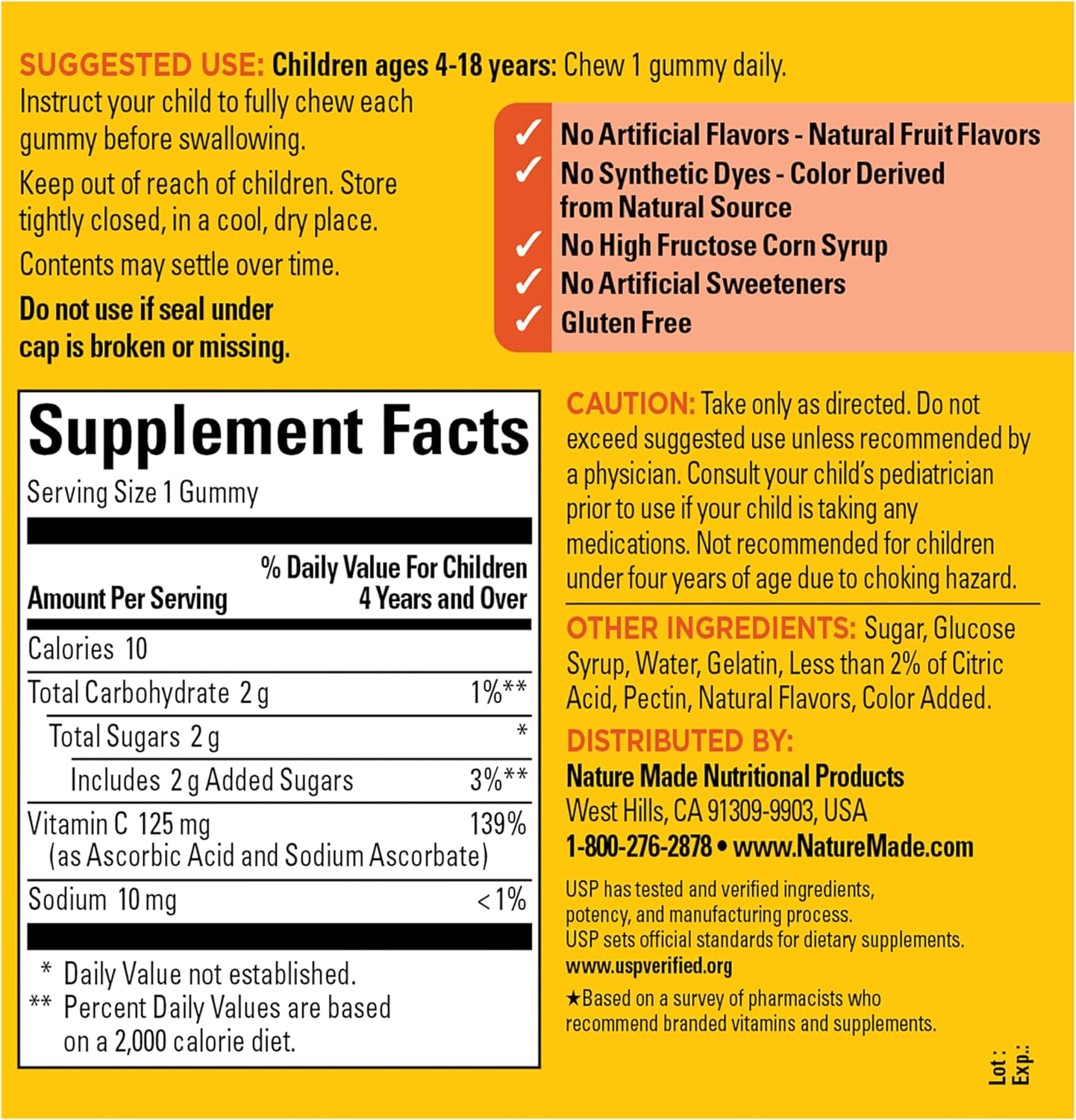 Nature Made Kids First Vitamin C Gummies, Tangerine Flavour, 110 Gummies - görsel 5