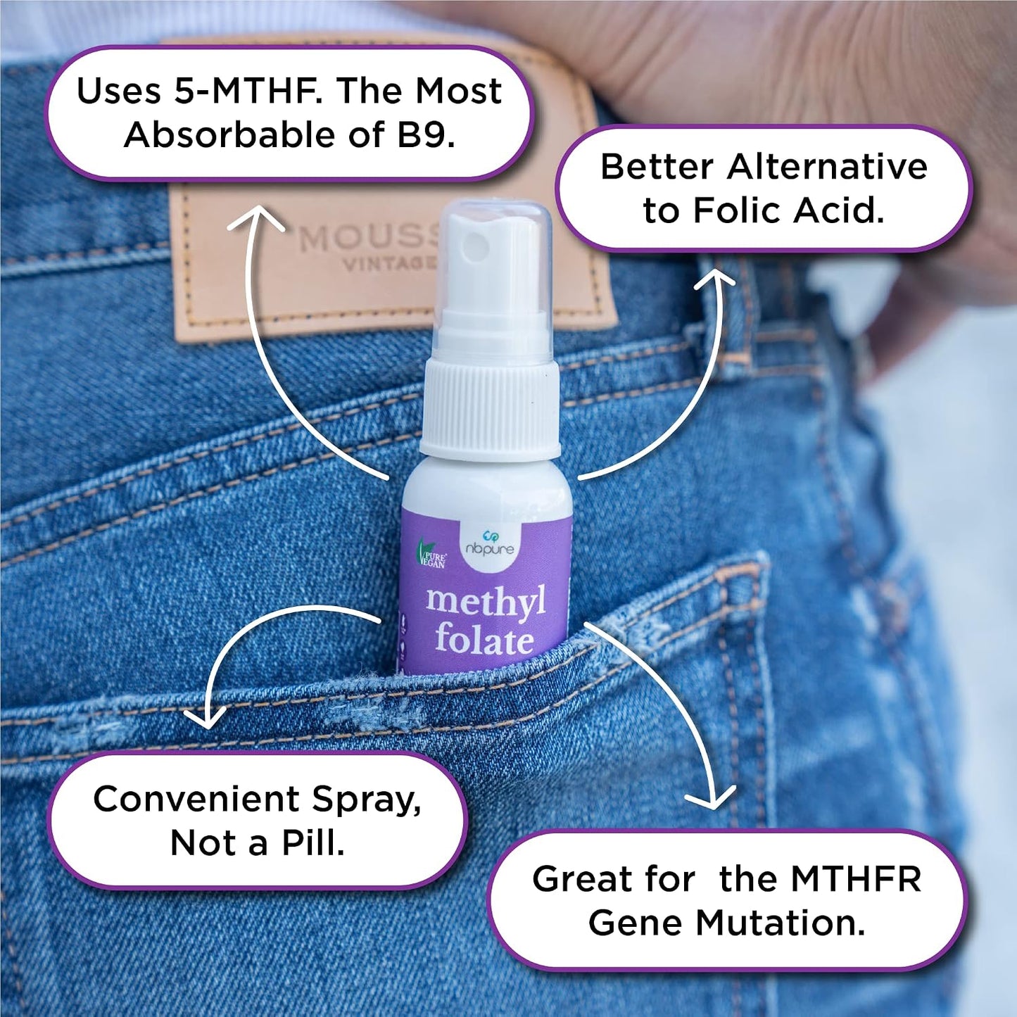 nbpure Methylfolate Vitamin B9 Spray, Liquid Folate Spray, 30 ml - görsel 3