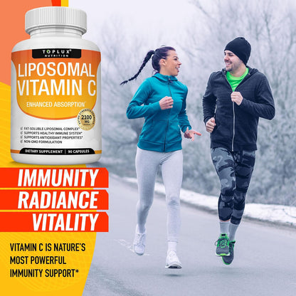 Liposomal Vitamin C 2100mg – High Absorption Fat Soluble Vitamin C with MCT Oil and Sunflower Lecithin, Vegan and Non-GMO