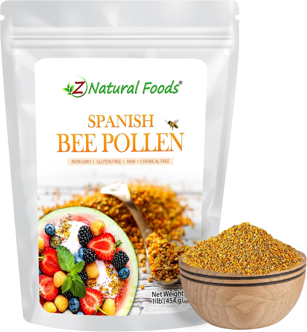 Z Natural Foods Spanish Bee Pollen Granules - Raw & Pure, 454 g - görsel 1