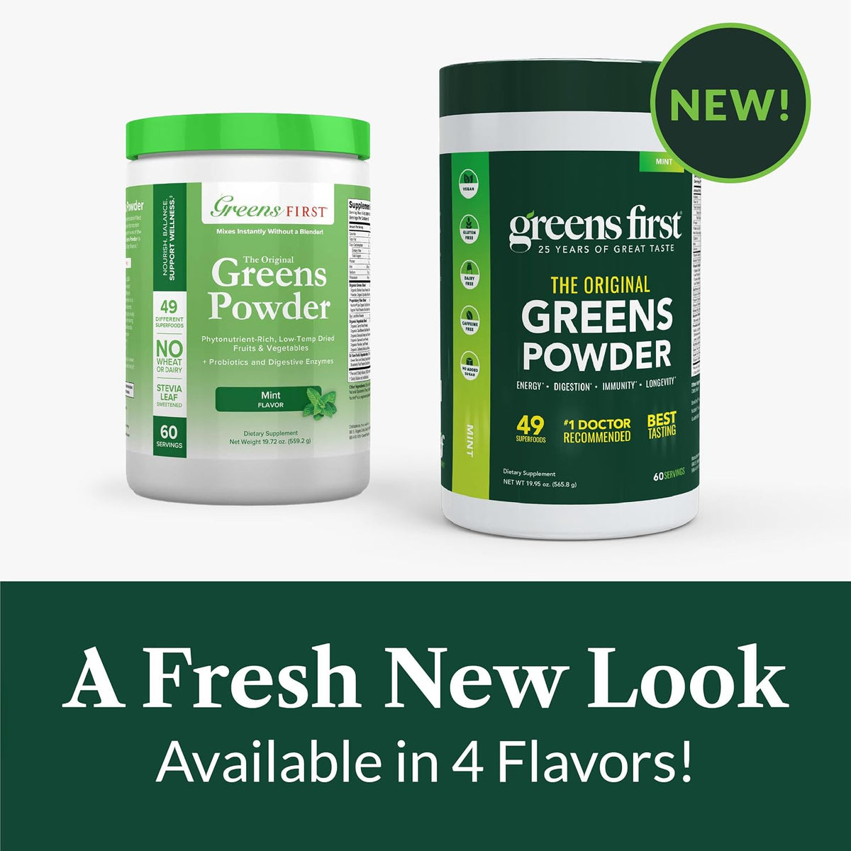 Greens First Original Greens Powder - 49 Superfoods - Organic Fruits & Veggies - Prebiotics, Probiotics & Digestive Enzymes - Antioxidant Smoothie - Dairy-Free, Vegan & Non-GM (Mint, 60 Servings) - görsel 5
