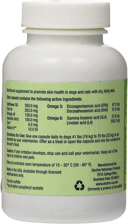 Dechra EicosaCaps Omega-3 & Omega-6 Capsules L, for Dogs 40-70 lbs (18-32 kg), 60 Capsules (1810054)