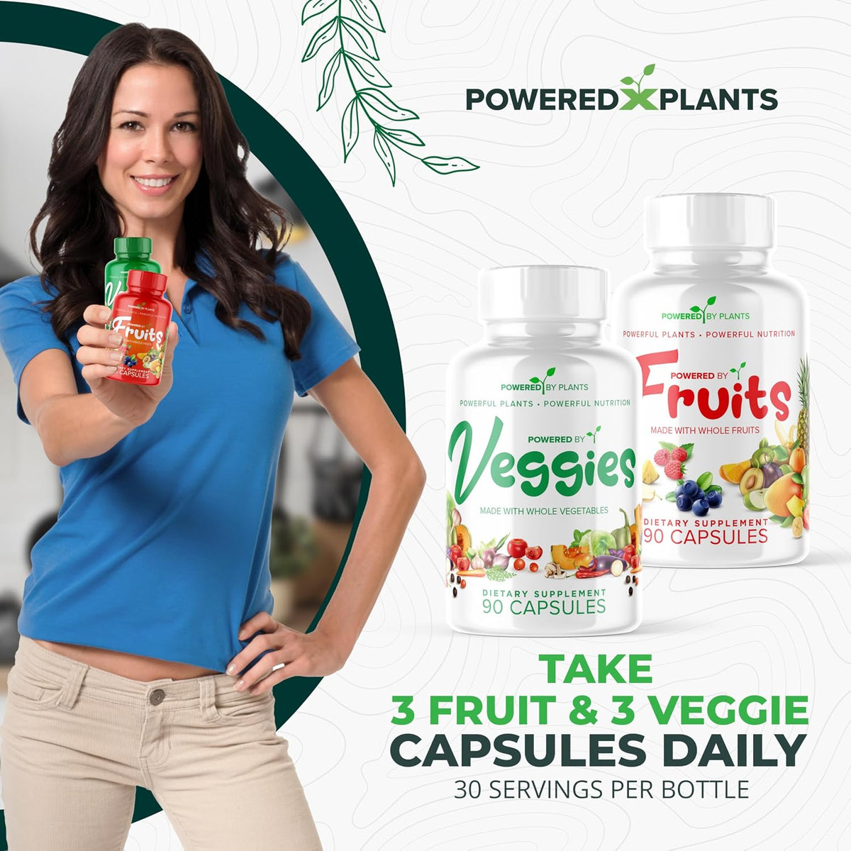 Fruits & Veggies Capsules - Natural Superfood Packed with Vitamins & Minerals - Fruit & Vegetable Supplements for Adults Pack of 6, 90 Capsules Each - görsel 7