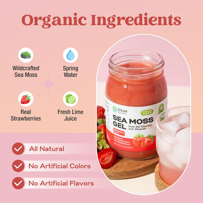 Wildcrafted Sea Moss Gel – Organic Strawberry, 454 g