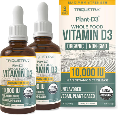 Organic Vitamin D3 10,000 IU – Vegan Drops, Plant-Based