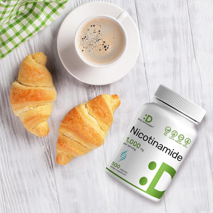 Vitamin B3 Nicotinamide 1,000mg – 500 Capsules – Flush Free Niacin Supplement