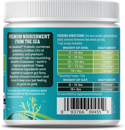 Solid Gold SeaMeal Probiotic & Multivitamin for Dogs and Cats - Kelp Powder Supplement - 99 g
