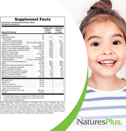 NaturesPlus Animal Parade Multivitamin Children's Chewables - Watermelon Flavour - 90 Tablets