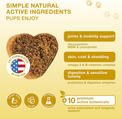 20-in-1 Dog Multivitamin Chews – Immunity, Joint, Digestive & Coat Support – 180 Soft Chews