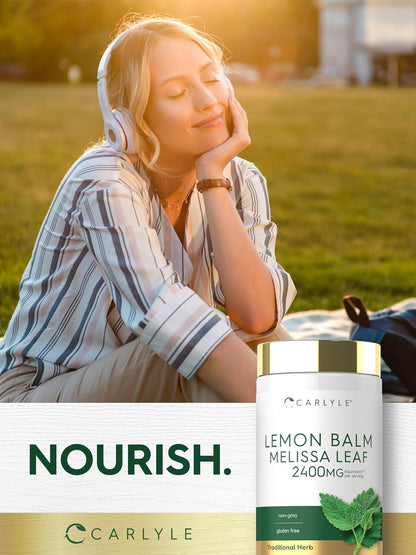 Carlyle Lemon Balm Capsules - 200 Count - Melissa Leaf Traditional Herbal Supplement - Super-Concentrated Extract - Non-GMO and Gluten-free