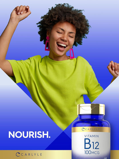 Carlyle Vitamin B12 100mcg | 200 Tablets | Vegan, Non-GM, Gluten-free Food Supplement
