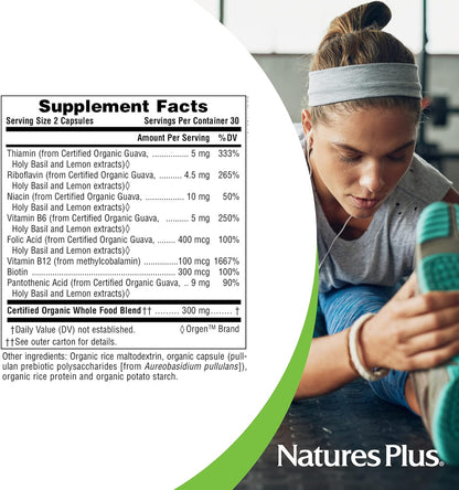 NaturesPlus Source of Life Garden B-Complex - 60 Capsules - Complete Vitamin B Supplement - USDA Organic, Non-GMO, Vegan, Gluten-free - 30 Servings