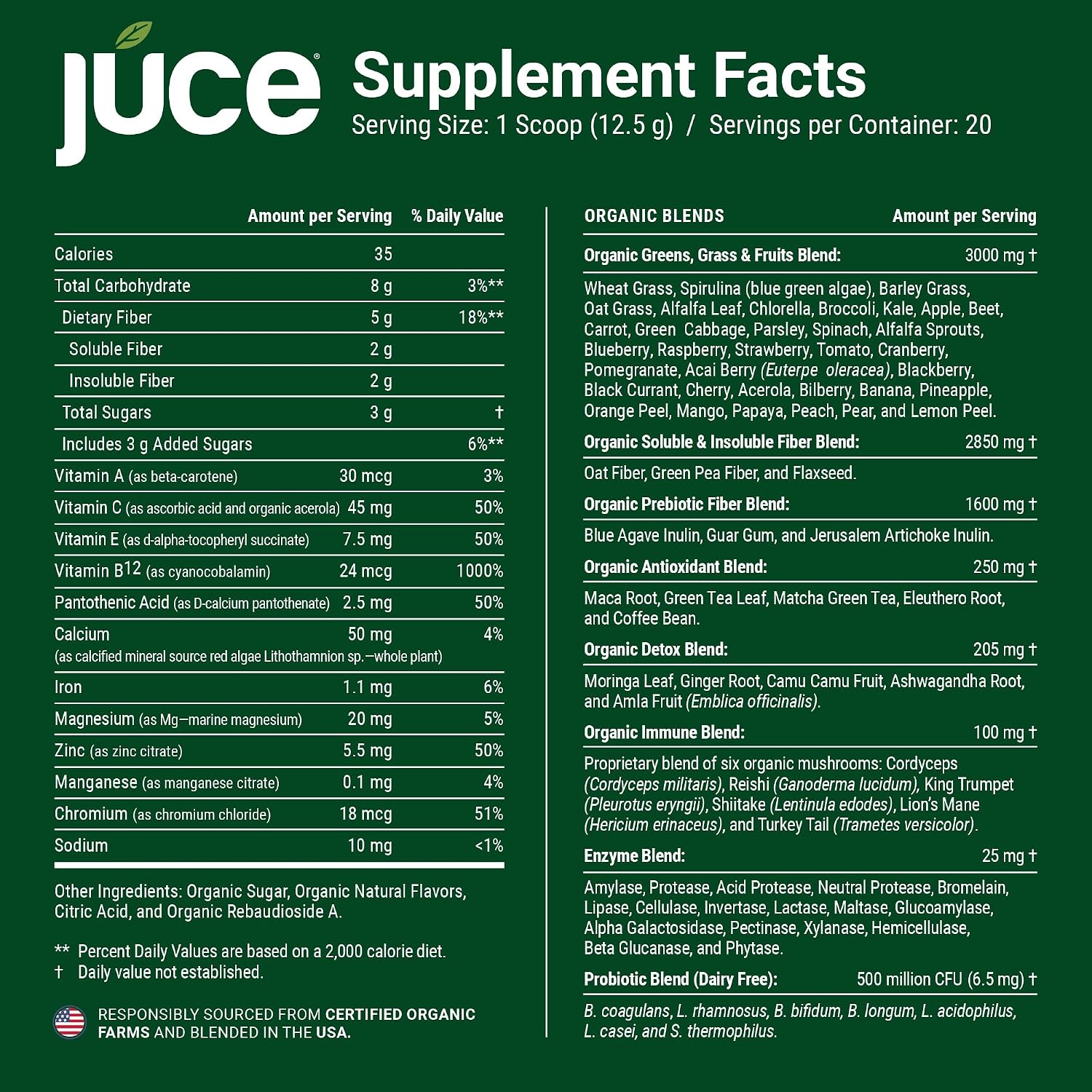 Terra Kai Organics Juce Greens Organic Superfood Powder - Harvest Apple, 20 Servings - görsel 8