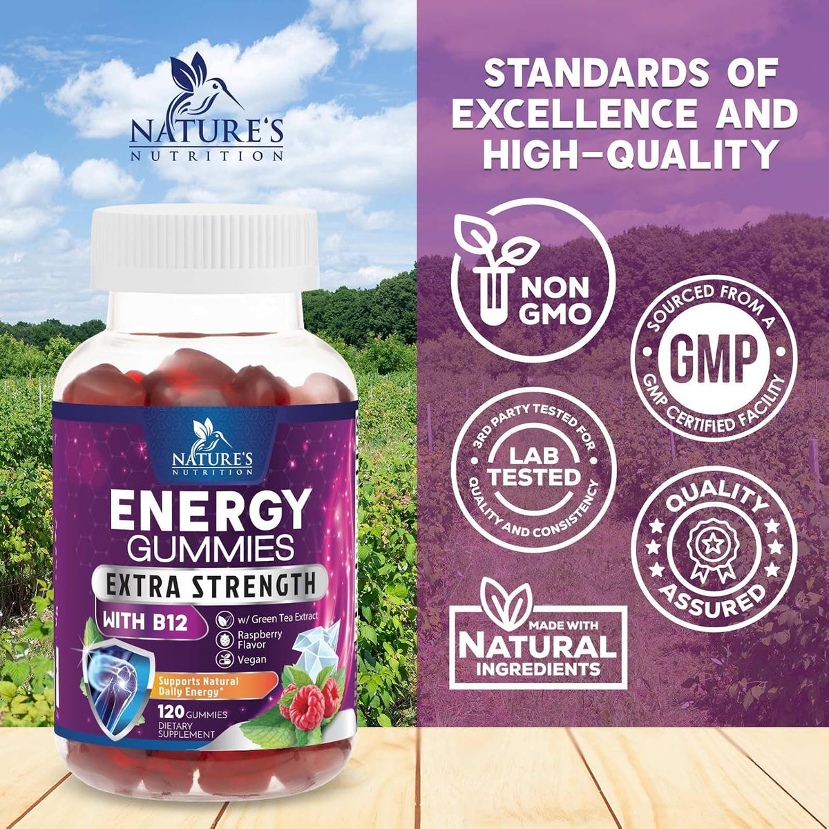 Nature's Nutrition Energy Gummies - Vitamin – Supports energy, focus, and stamina – Image 4
