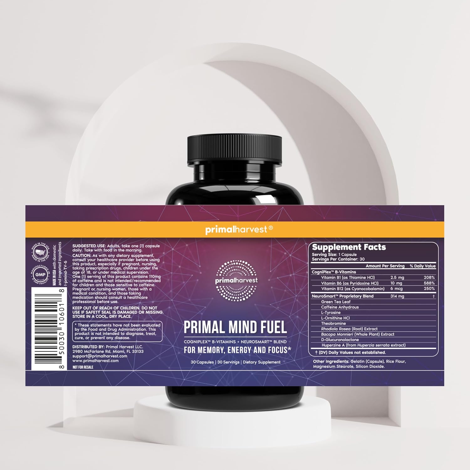 Primal Mind Fuel Brain Supplement for Focus, Energy and Clarity - 30 Capsules - görsel 3