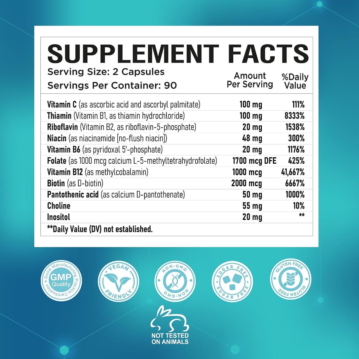NutraPep Methylated B-Complex Vitamins - Complete Methyl B Complex Multivitamin with Bioactive B9 5-MTHF B6 B12 - MTHFR Support Supplement for Brain, Heart & Energy - Vegan, Gluten-free, Sugar Free - görsel 7