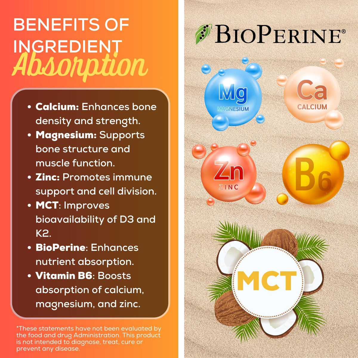 Vitamin D3 K2 with MCT Oil - 10,000 IU D3, 100 mcg K2 MK7, Calcium, Zinc, BioPerine, Magnesium - 60 Capsules - görsel 4