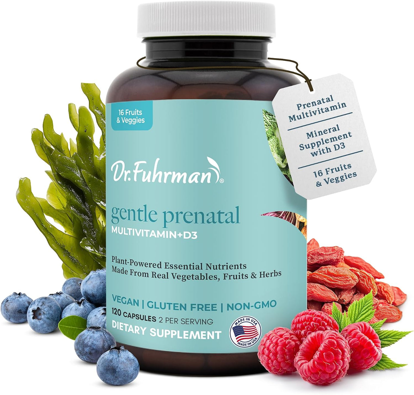 Dr. Fuhrman Prenatal Vitamins for Women - Doctor-Formulated with Natural Folate, B12, Choline & Iodine - 120 Capsules - görsel 7