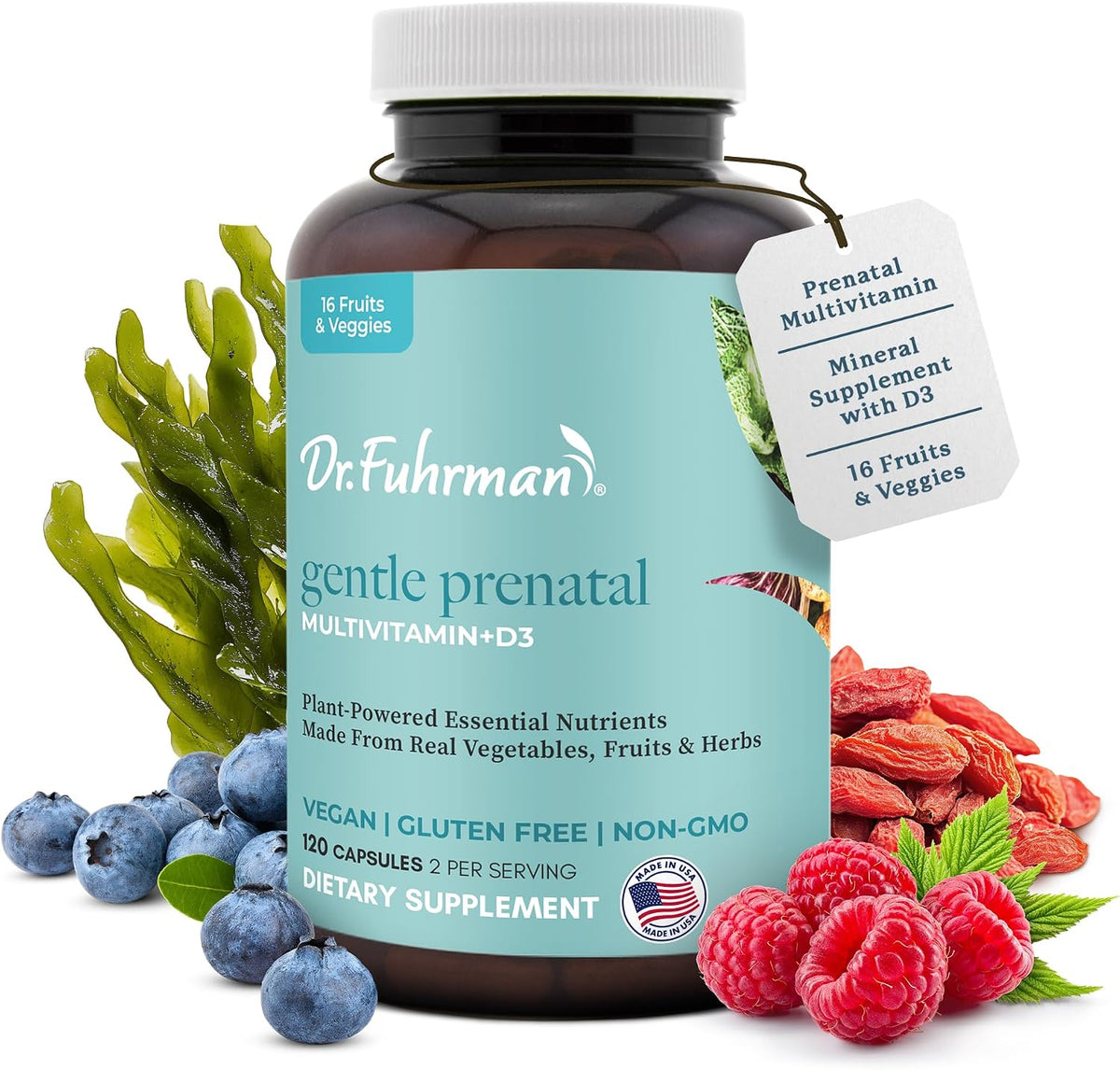 Dr. Fuhrman Prenatal Vitamins for Women - Doctor-Formulated with Natural Folate, B12, Choline & Iodine - 120 Capsules - görsel 7