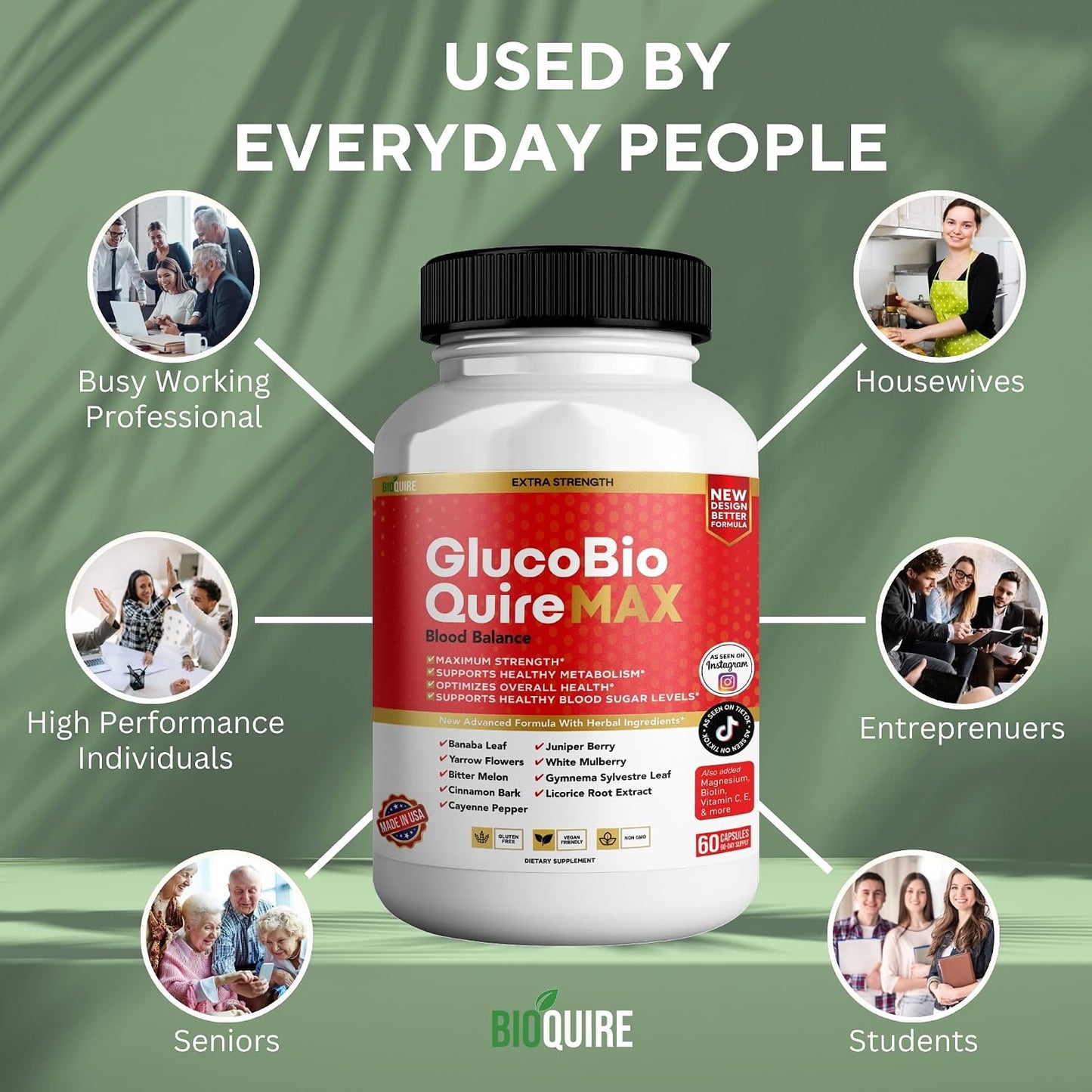 Gluco Bio Quire Max Blood Balance Ultra Food Supplement, 60 Capsules, Maximum Strength, Contributes to Normal Blood Sugar Levels, Supports Overall Health - görsel 7