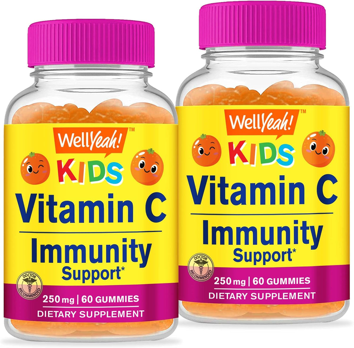 WellYeah Kids Vitamin C Gummies (250mg) 2 Pack - 60 Gummies - görsel 1