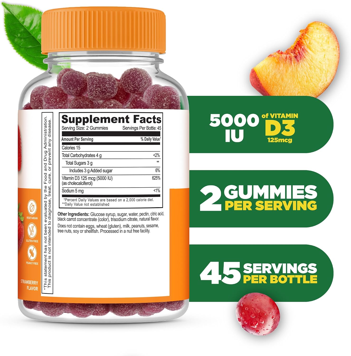Vitamin D Gummies for Adults | 5000 IU D3 | Immune Support & Healthy Bones | 90 Gummies | Lifeable - görsel 2