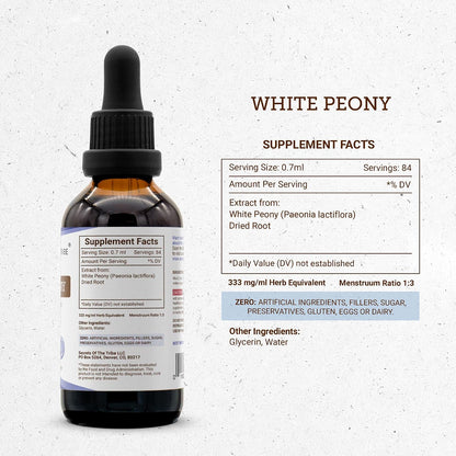 Secrets of the Tribe White Peony Alcohol-Free Liquid Extract, White Peony (Paeonia Lactiflora) Tincture, 60 ml