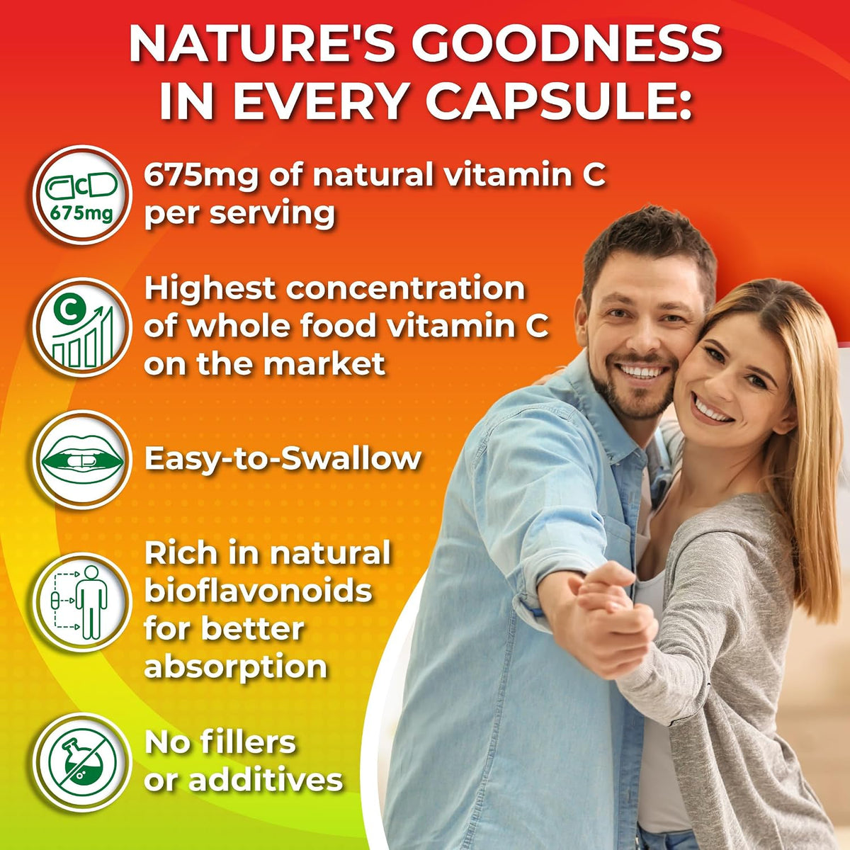 Whole Food Vitamin C Complex - 1450mg Organic Berries, 675mg Vitamin C, High-Potency Antioxidant & Immune Support with Acerola, Amla and Natural Bioflavonoids - Vegan, Non-GMO, 120 Count - görsel 4