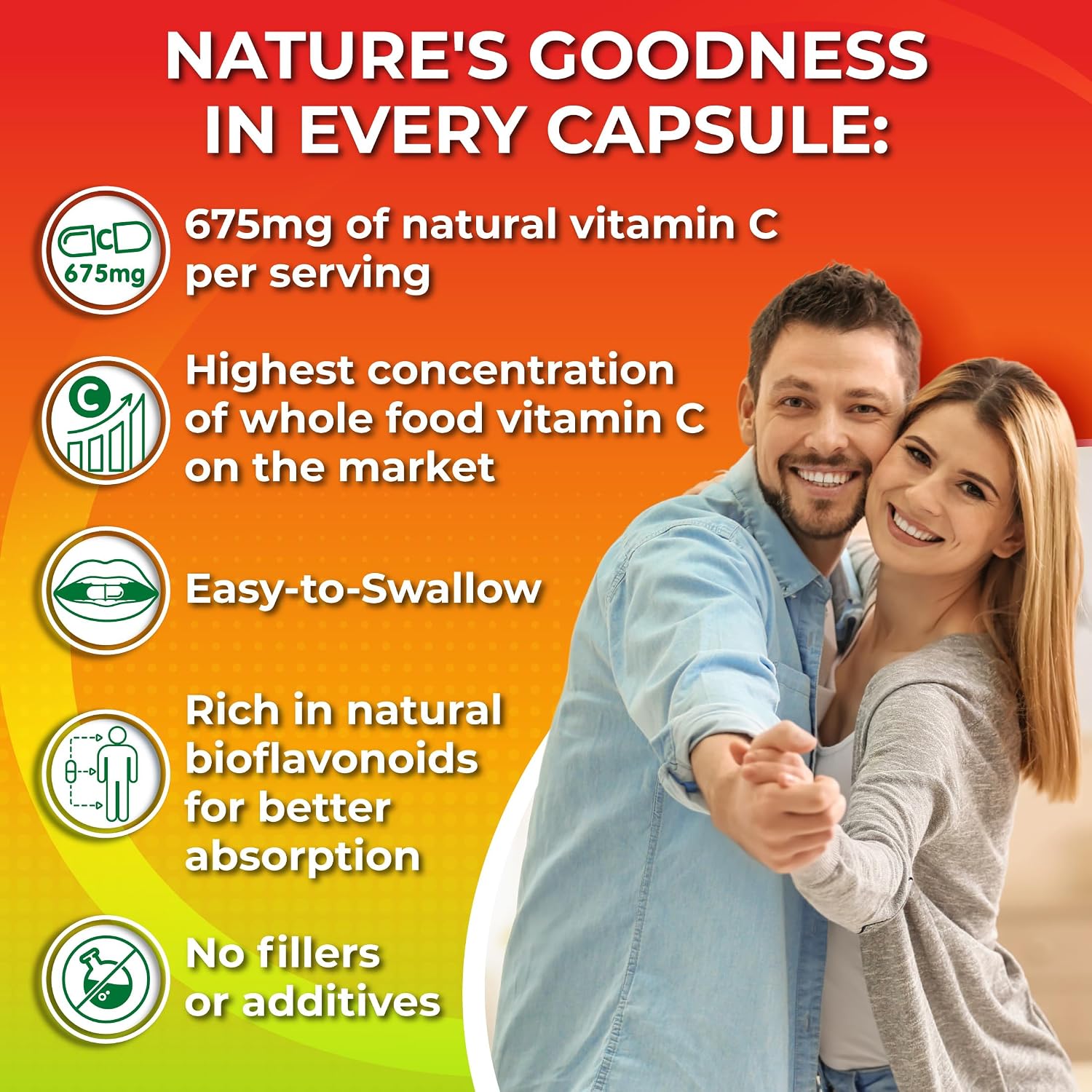 Whole Food Vitamin C Complex - 1450mg Organic Berries, 675mg Vitamin C, High-Potency Antioxidant & Immune Support with Acerola, Amla and Natural Bioflavonoids - Vegan, Non-GMO, 120 Count - görsel 4