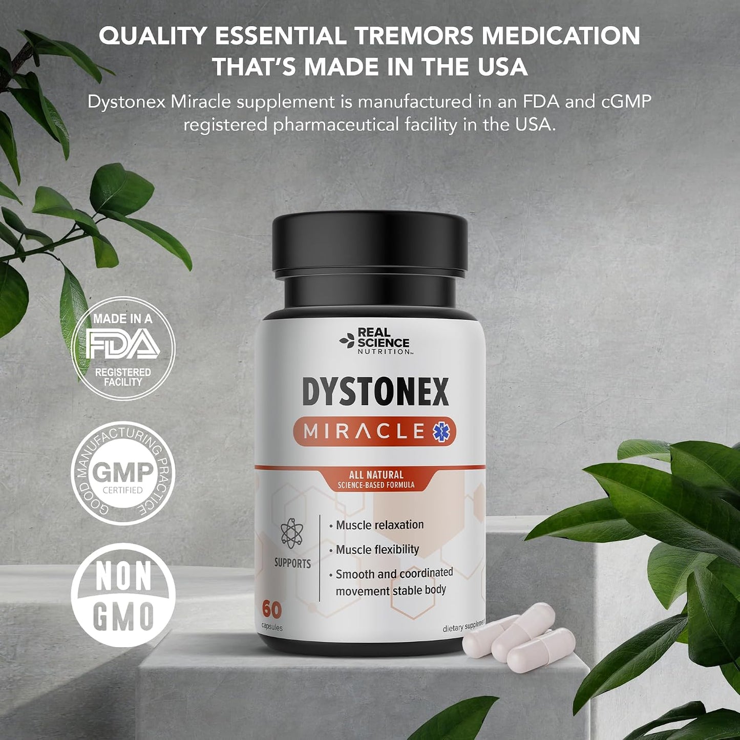 Real Science Dystonex – Dystonia Support Supplement with Vinitrox & GABA, 60 Capsules - görsel 8