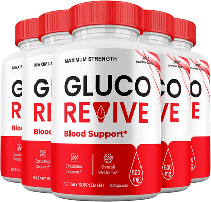 Gluco Revive Capsules, High-Strength Formula with All-Natural Ingredients, 5-Month Supply (5 Pack)