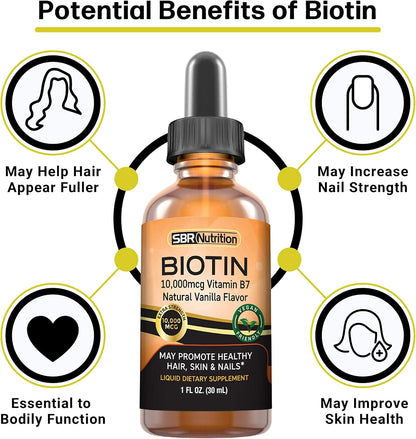 MAX Absorption Biotin Liquid Drops, 10,000mcg – 60 Servings