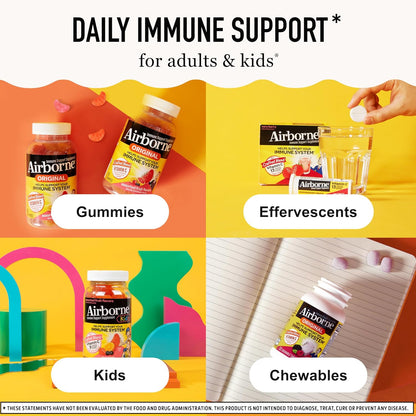 Airborne 750 mg Vitamin C Gummies for Adults – Immune Support with Antioxidants A, C & E, Assorted Fruit Flavour (126 Gummies)