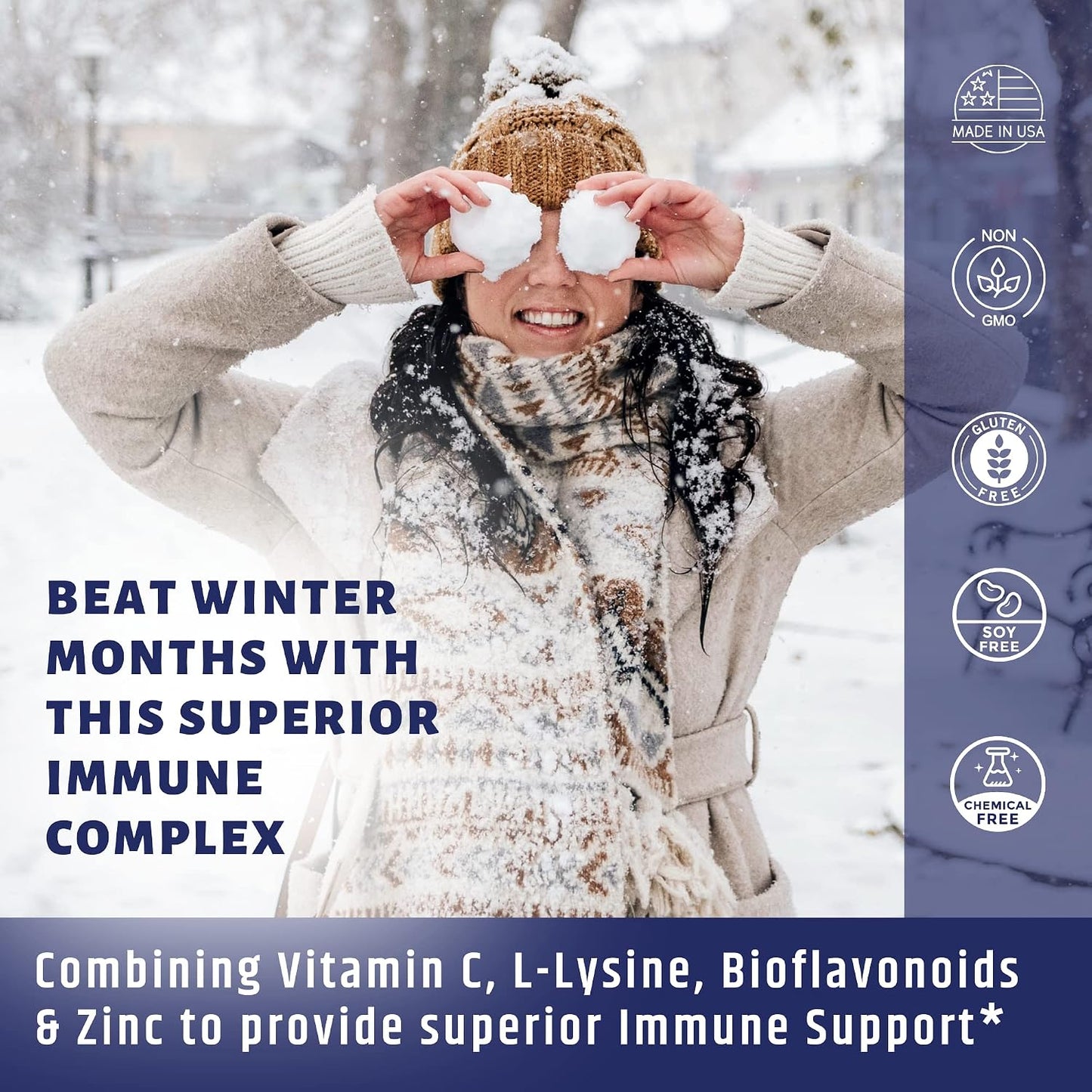 AgeImmune Vitamin C 1000mg Complex with L-Lysine 500mg, Zinc 12mg, Bioflavonoids 300mg - görsel 4