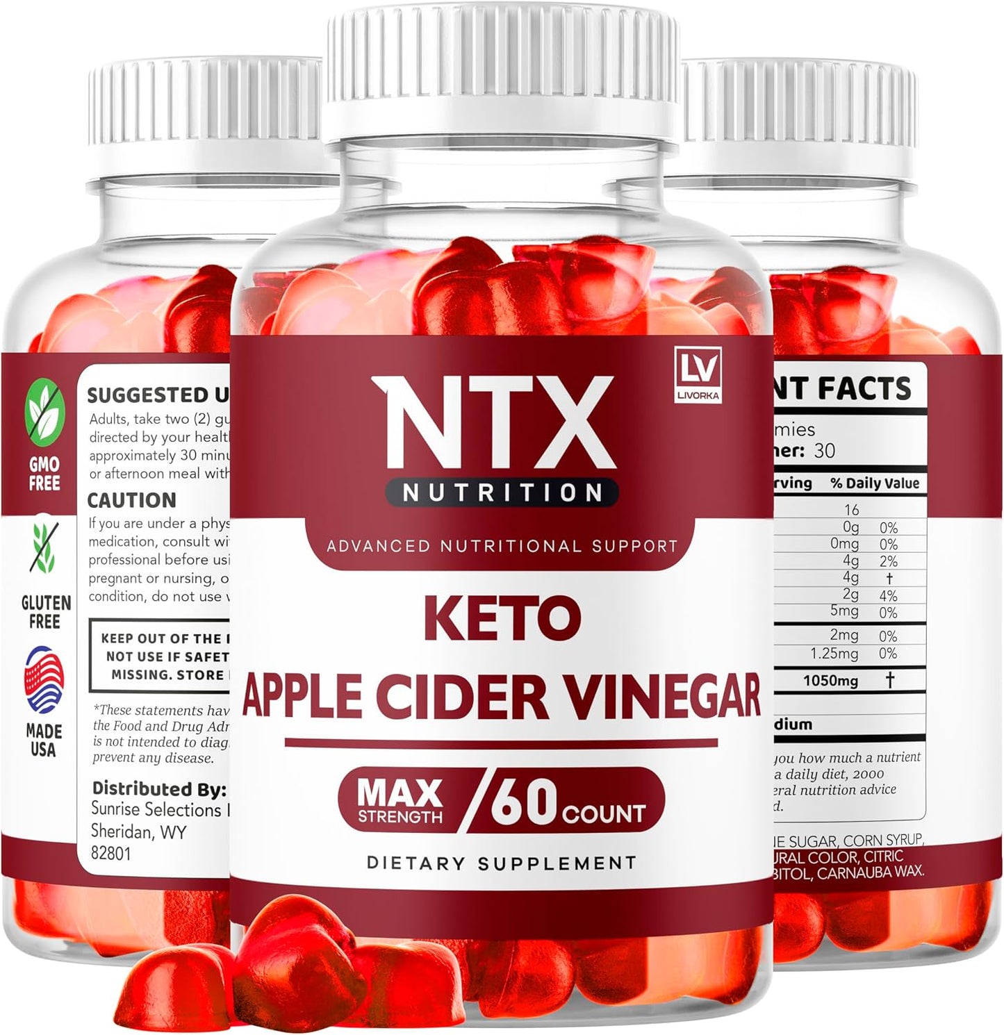 NTX Keto Gummies - Apple Cider Vinegar Supplement (3 Pack, 180 Gummies) - görsel 7