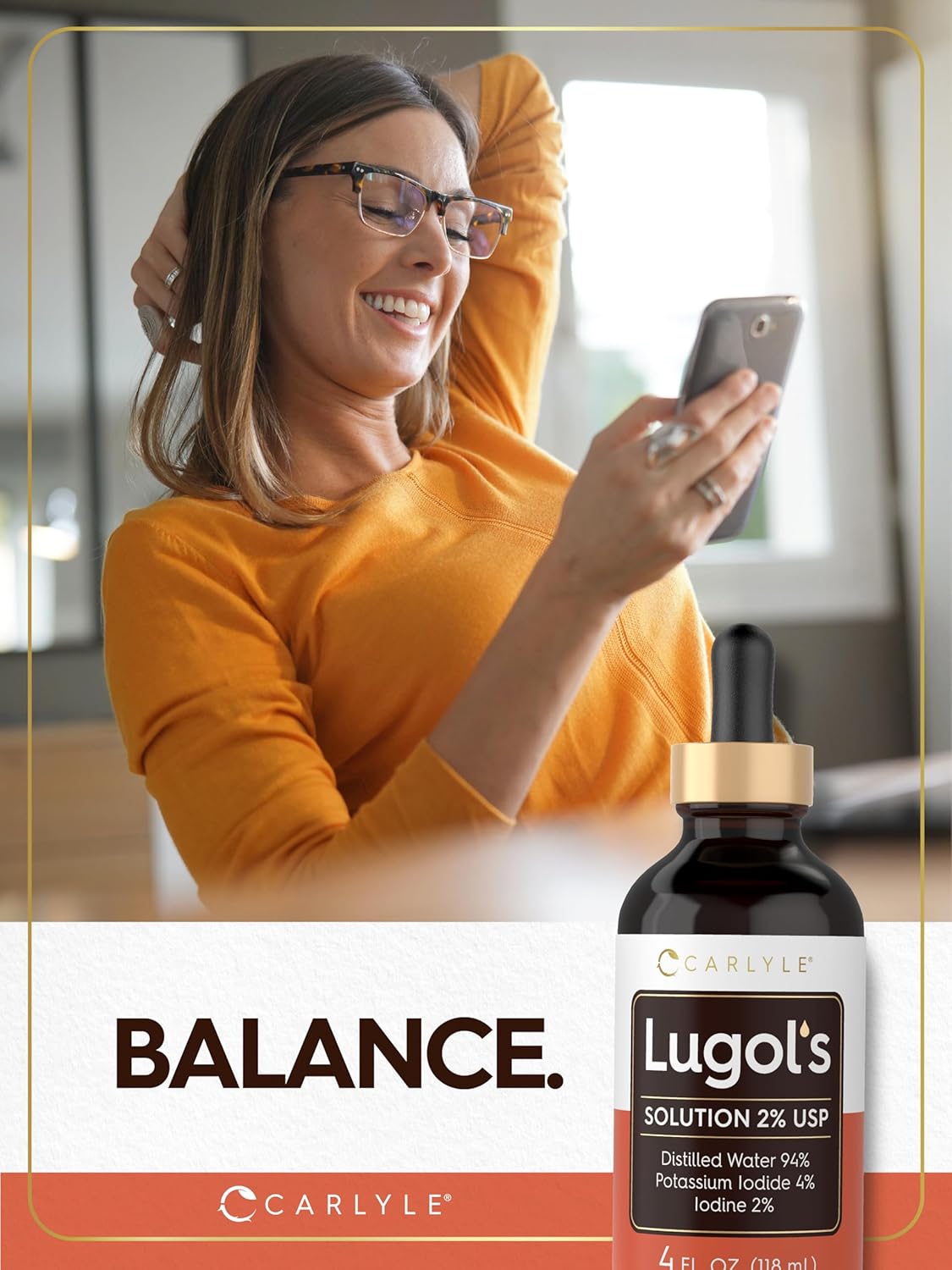 Carlyle Lugol's Iodine 2% Solution - 118 ml (4 fl oz) | Potassium Iodide and Iodine Drops - görsel 7