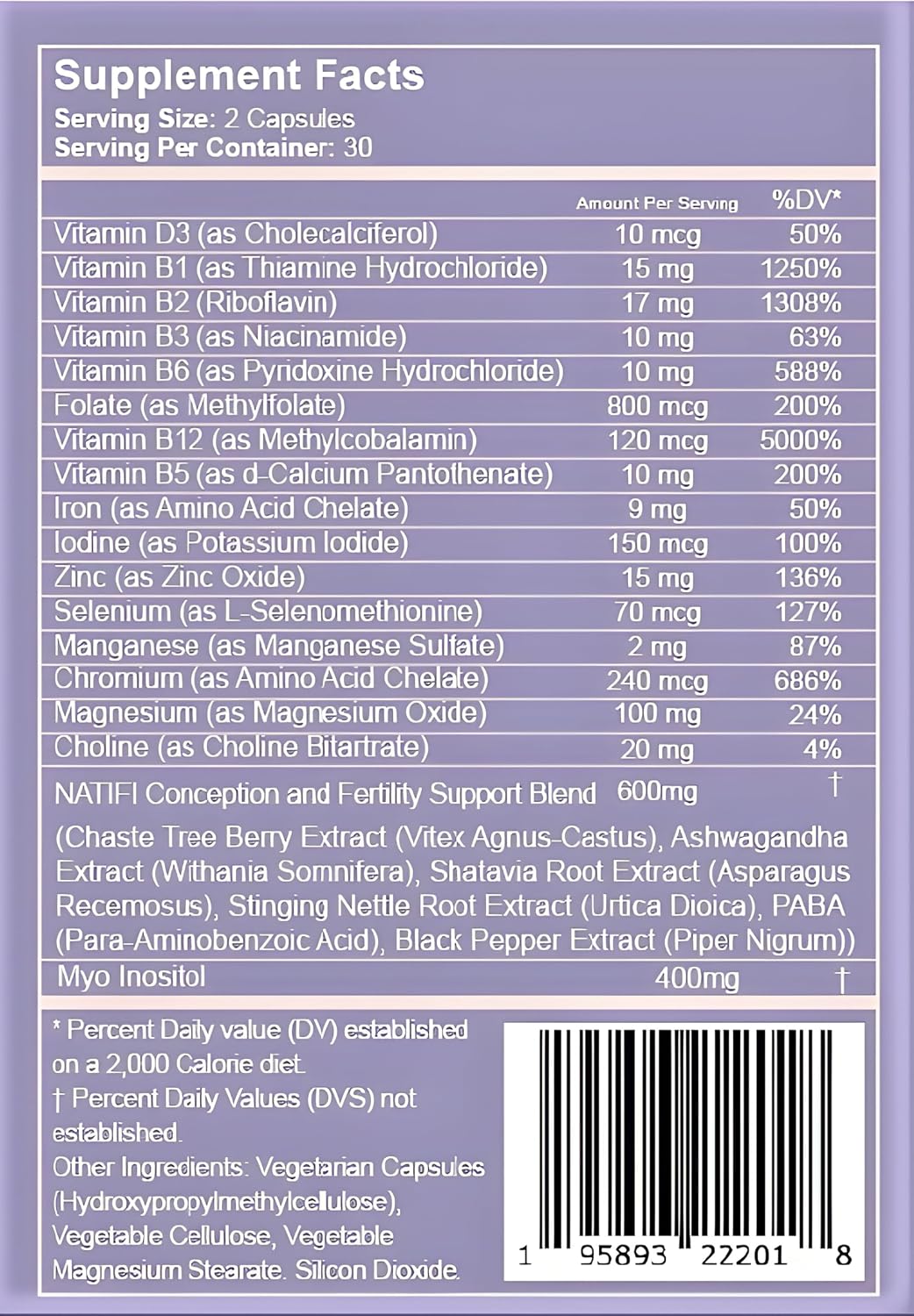 Natifi Conception Fertility Prenatal Vitamins – Supports Regular Cycles, Hormone Balance, and Ovulation (60 Capsules) - görsel 8