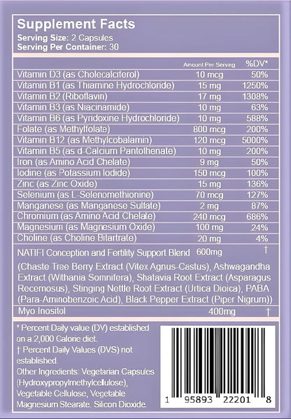Natifi Conception Antenatal Vitamins (2 Bottles) - Pre Pregnancy Multivitamin with Myo Inositol & Folic Acid – Image 8