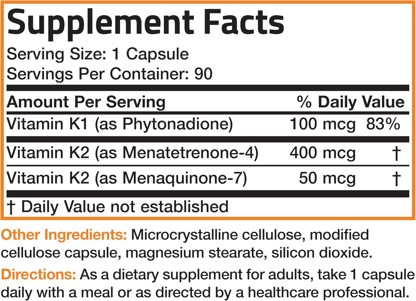 Bronson Vitamin K Triple Play (Vitamin K2 MK7 / Vitamin K2 MK4 / Vitamin K1) Full Spectrum Complex, 90 Capsules - görsel 8