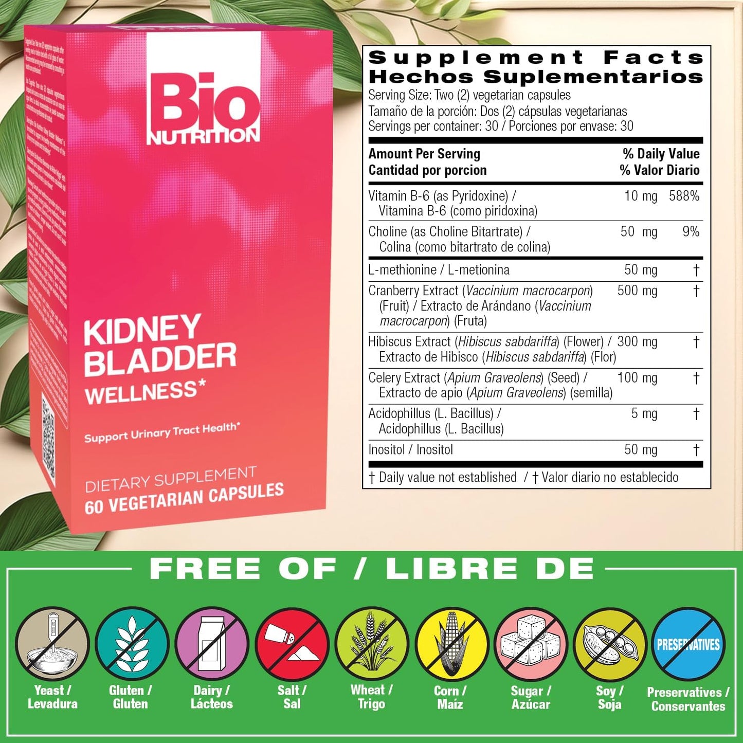 Bio Nutrition Kidney and Bladder Wellness - 60 Vegetarian Capsules - görsel 2