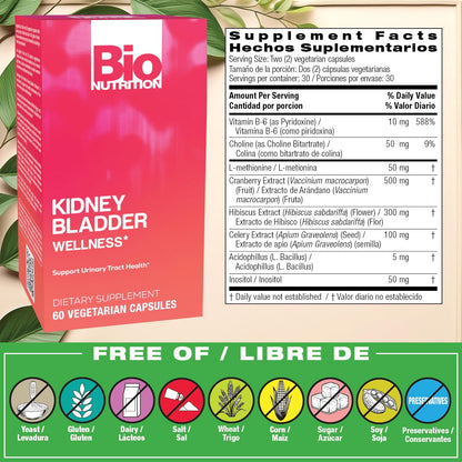 Bio Nutrition Kidney and Bladder Wellness - 60 Vegetarian Capsules