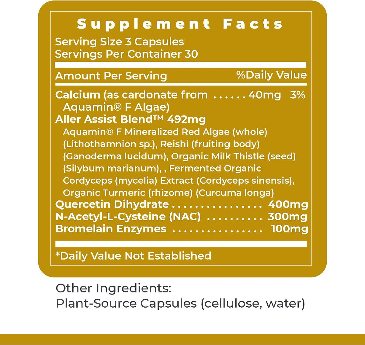 Premier Research Labs AllerCaps - Lung Health Food Supplement with NAC, Bromelain, Reishi & Quercetin - 60 Vegetarian Capsules - görsel 6
