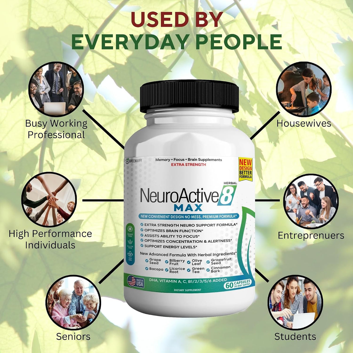 NeuroActive 8 Max Cognitive Support Food Supplement – Extra Strength, 60 Capsules - görsel 5